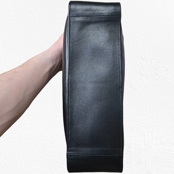 Vintage 1980s 111 STATE Black Leather Shoulder Bag Minimalist Heritage Purse - Picture 6 of 14